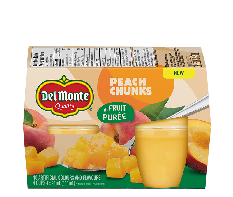 Peach chunks in fruit purée naturally sweet with concentrated grape juice