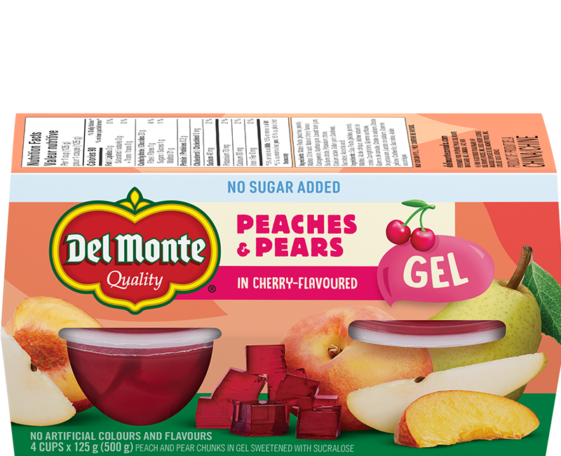 Peaches & Pears in cherry-flavoured gel no sugar added